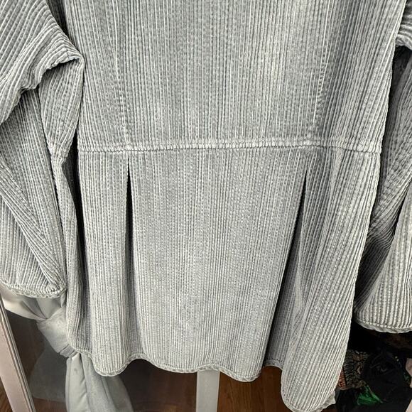 J JILL XL Wide Wale Corduroy Cozy Plush Pleated 6 Button Tunic Swing Coat Gray - Picture 12 of 14